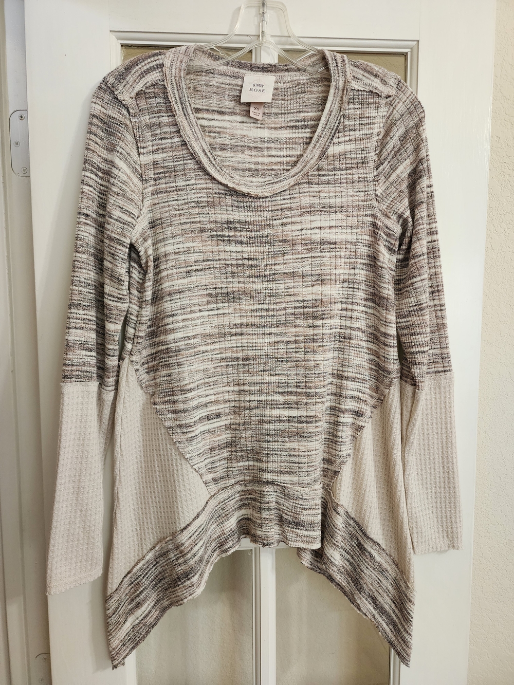 Knox Rose XS Asymmetrical Tunic Sweater Metallic Mixed Knit